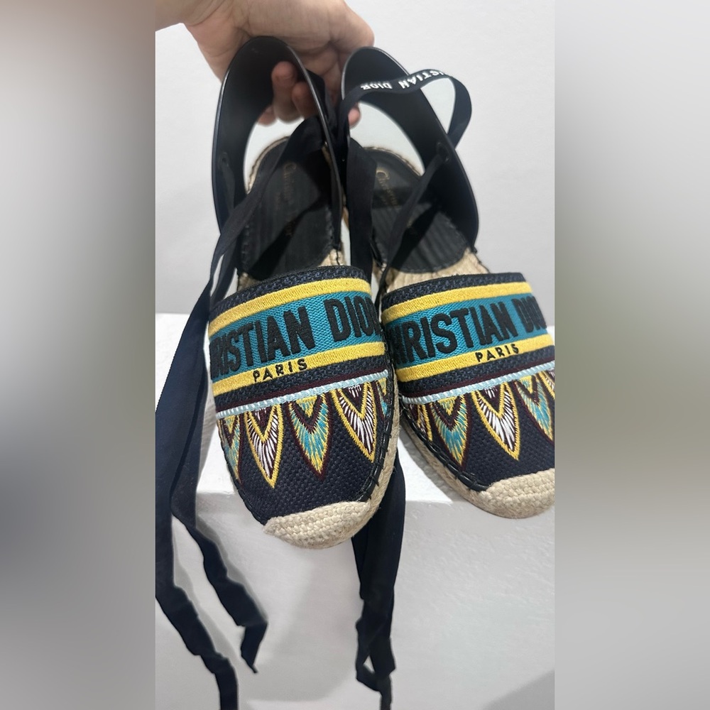 Dior Black and Tan Espadrille Sandals